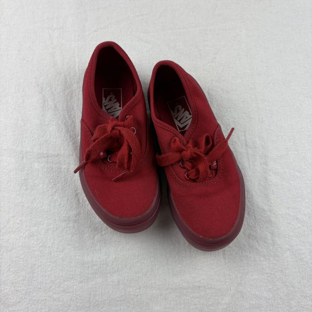 Vans Off The Wall Red Sneakers Shoes Lace Up Red Sole Youth 11 Kids